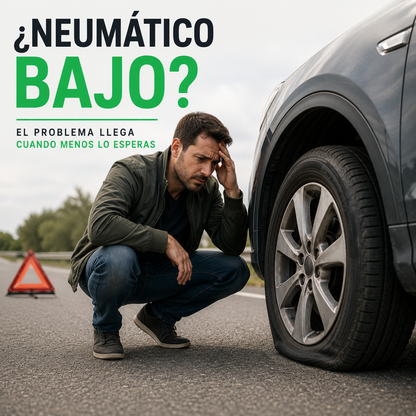 Compresor Portátil para Neumáticos — Evita Quedarte con un Neumático Bajo.